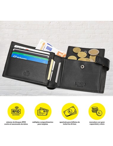 Cartera Billetero Hombre Wilson Lois Negro