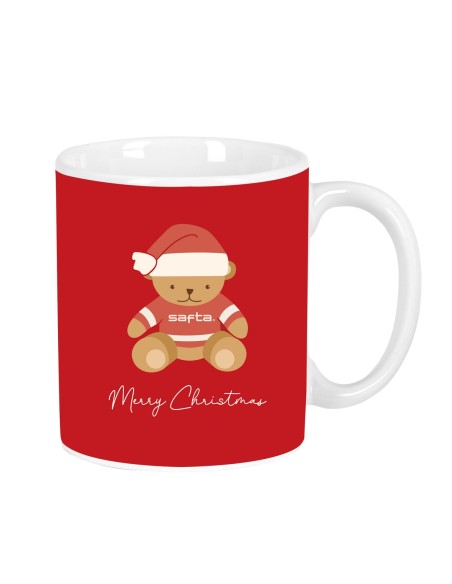 TAZA GRANDE OSITO ROJO FELICES FIESTAS