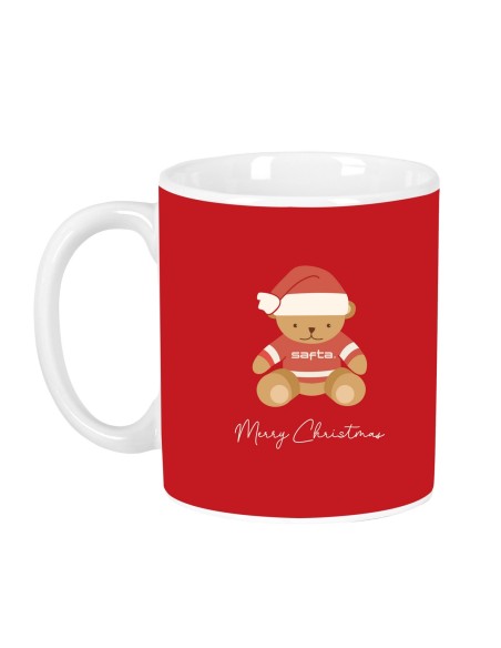TAZA GRANDE OSITO ROJO FELICES FIESTAS