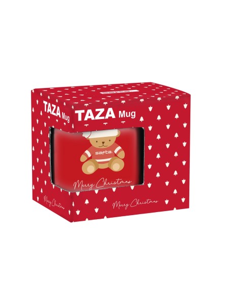 TAZA GRANDE OSITO ROJO FELICES FIESTAS