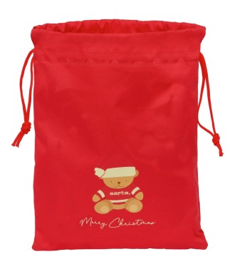 SAQUITO PLANO OSITO ROJO FELICES FIESTAS
