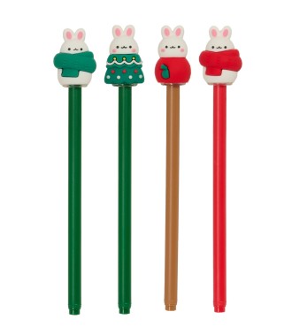 DISPLAY 36 BOLIGRAFOS OSITO ROJO FELICES FIESTAS 2