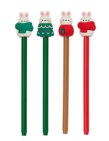 DISPLAY 36 BOLIGRAFOS OSITO ROJO FELICES FIESTAS