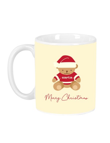 TAZA GRANDE OSITO BEIGE FELICES FIESTAS