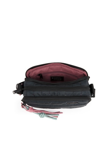 Bolso Bandolera Tres Compartimentos Mujer Gabol  Hanae Negro Bolso Bandolera Tres Compartimentos Mujer Gabol  Hanae Negro