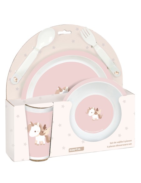 SET DE PLATOS, CUBIERTOS Y VASO SAFTA PREESCOLAR "UNICORN...