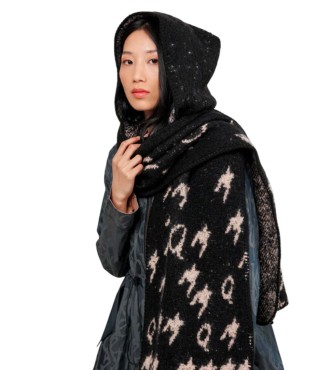 Bufanda C/Capucha Estampada Mujer Anekke Negra/Beige
