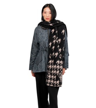 Bufanda C/Capucha Estampada Mujer Anekke Negra/Beige 2