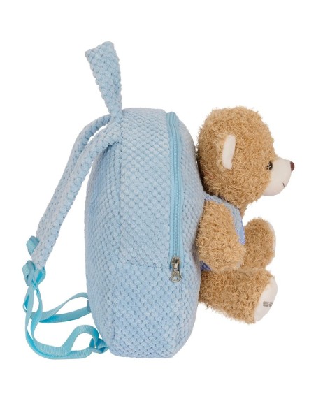 MOCHILA PREESCOLAR CON OSITO SAFTA AZUL PASTEL Mochilas G...
