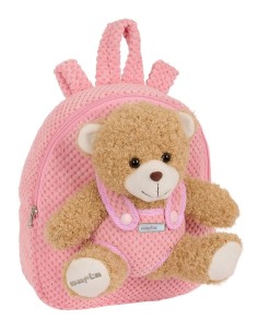 MOCHILA PREESCOLAR CON OSITO SAFTA ROSA Mochilas Guarderí...