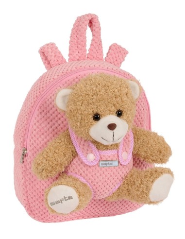 MOCHILA PREESCOLAR CON OSITO SAFTA ROSA Mochilas Guarderí...