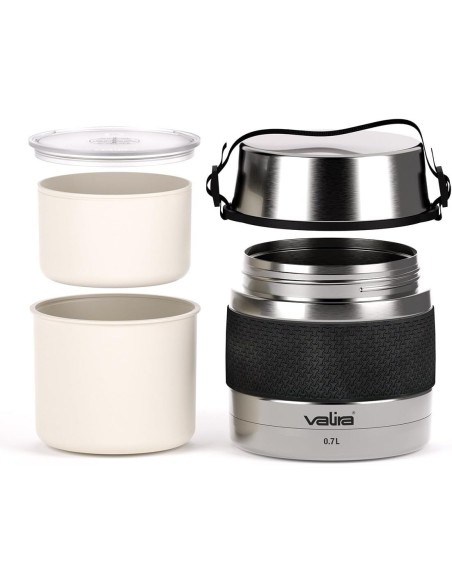 Valira 6614 Termo para sólidos con 2 contenedores interiores, Acero inoxidable, 0.7 L Valira 6614 Termo para sólidos con 2 contenedores interiores, Acero inoxidable, 0.7 L
