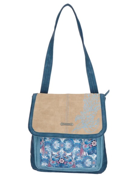 5562161 MOCHILA-BANDOLERA. CATALINA FAISAN AZUL