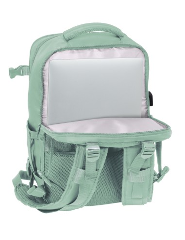 MOCHILA VIAJE CABINA PORTATIL 15,6'' SAFTA "VERDE PASTEL"
