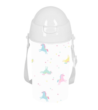 BOTELLA 500ml APERTURA AUTOM. CON PAJITA SAFTA PREESCOLAR "UNICORNIO"