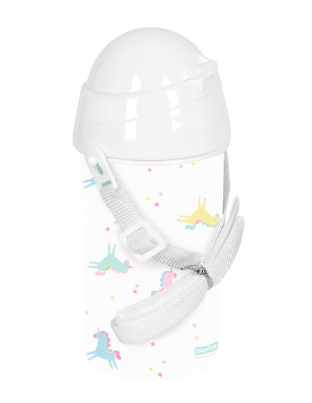 BOTELLA 500ml APERTURA AUTOM. CON PAJITA SAFTA PREESCOLAR "UNICORNIO"
