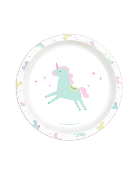 SET DE PLATOS, CUBIERTOS Y VASO SAFTA PREESCOLAR "UNICORNIO"