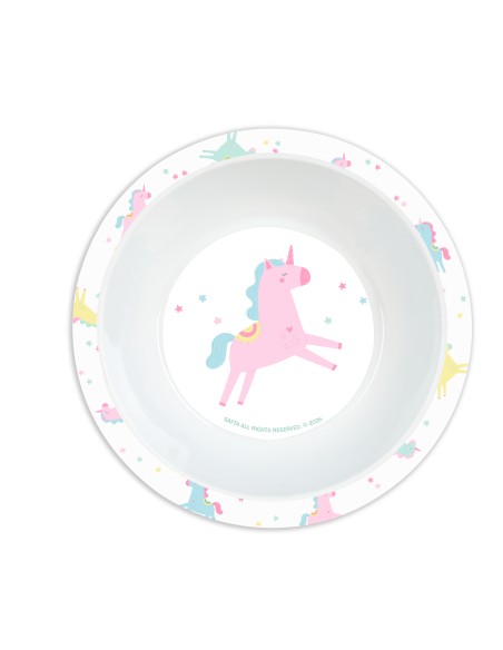 SET DE PLATOS, CUBIERTOS Y VASO SAFTA PREESCOLAR "UNICORNIO"