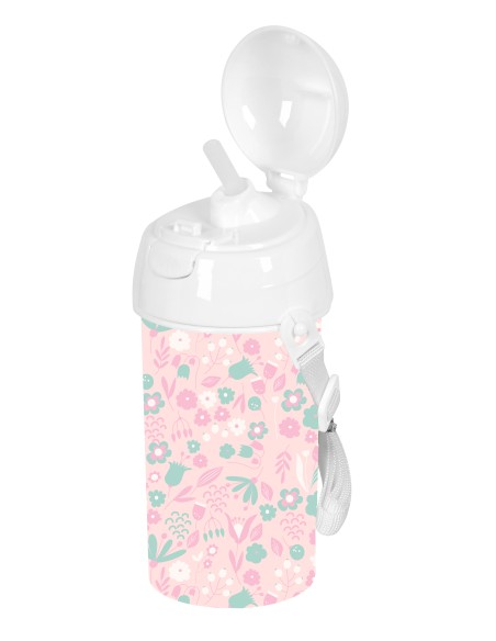 BOTELLA 500ml APERTURA AUTOM. CON PAJITA SAFTA PREESCOLAR "MARIPOSA"