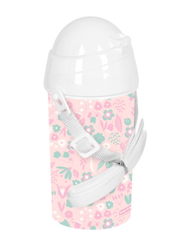 BOTELLA 500ml APERTURA AUTOM. CON PAJITA SAFTA PREESCOLAR "MARIPOSA"