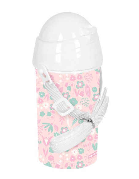 BOTELLA 500ml APERTURA AUTOM. CON PAJITA SAFTA PREESCOLAR "MARIPOSA"