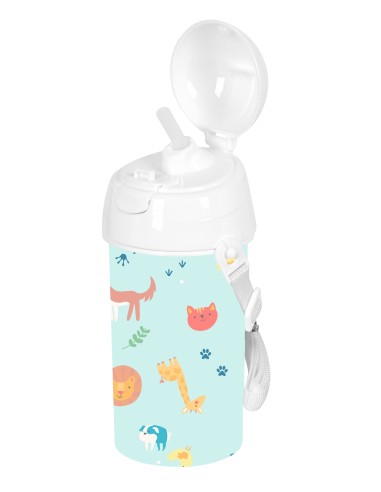 BOTELLA 500ml APERTURA AUTOM. CON PAJITA SAFTA PREESCOLAR "PANDI"