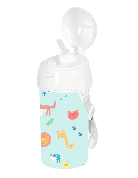 BOTELLA 500ml APERTURA AUTOM. CON PAJITA SAFTA PREESCOLAR "PANDI"