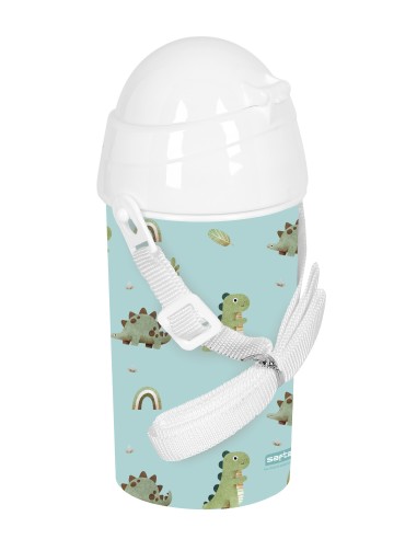 BOTELLA 500ml APERTURA AUTOM. CON PAJITA SAFTA PREESCOLAR "DINOS"