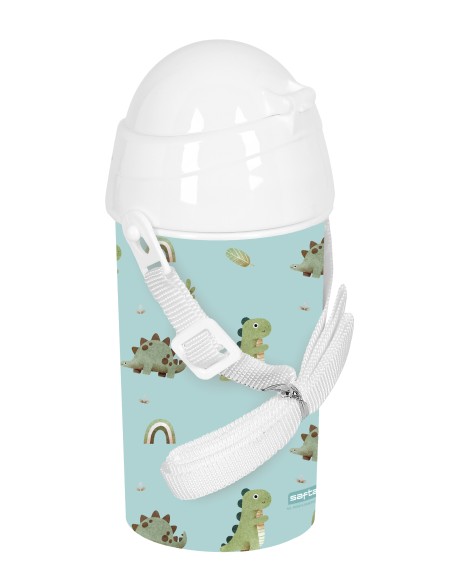 BOTELLA 500ml APERTURA AUTOM. CON PAJITA SAFTA PREESCOLAR "DINOS"