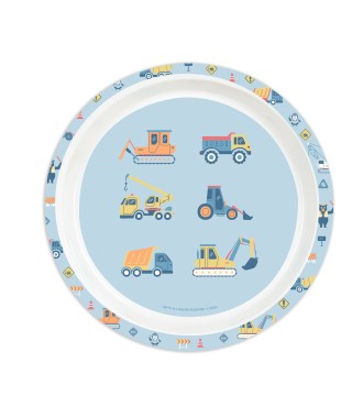 SET DE PLATOS, CUBIERTOS Y VASO SAFTA PREESCOLAR "GRUAS" 2