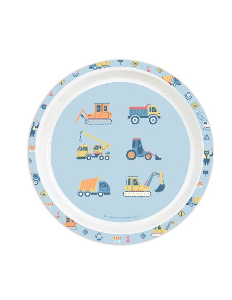 SET DE PLATOS, CUBIERTOS Y VASO SAFTA PREESCOLAR "GRUAS"