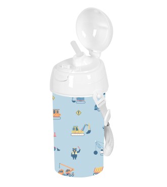 BOTELLA 500ml APERTURA AUTOM. CON PAJITA SAFTA PREESCOLAR "GRUAS" 2