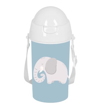 BOTELLA 500ml APERTURA AUTOM. CON PAJITA SAFTA PREESCOLAR "ELEFANTE"