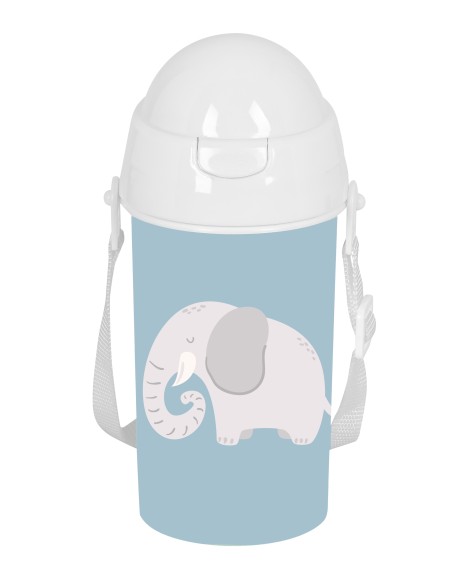 BOTELLA 500ml APERTURA AUTOM. CON PAJITA SAFTA PREESCOLAR "ELEFANTE"