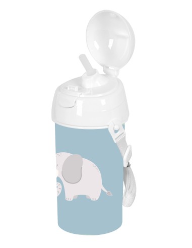 BOTELLA 500ml APERTURA AUTOM. CON PAJITA SAFTA PREESCOLAR "ELEFANTE"