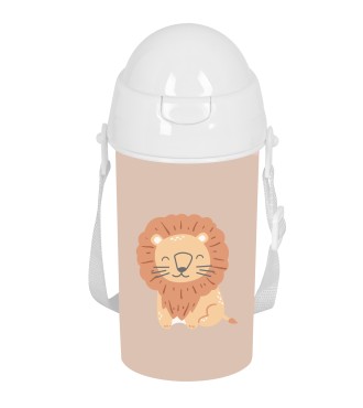 BOTELLA 500ml APERTURA AUTOM. CON PAJITA SAFTA PREESCOLAR "LEON"