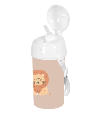 BOTELLA 500ml APERTURA AUTOM. CON PAJITA SAFTA PREESCOLAR "LEON" 2