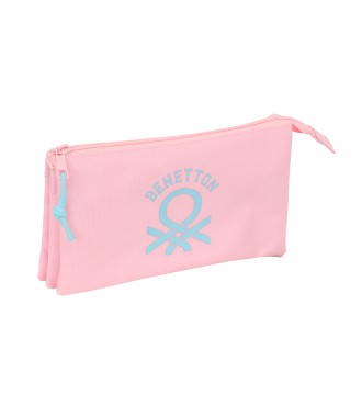 PORTATODO TRIPLE BENETTON BASICS "ROSA PASTEL"