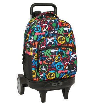 MOCHILA GDE. C/RUEDAS COMPACT EVOL. EXT. SAFTA GRAFFITI "COLORS"