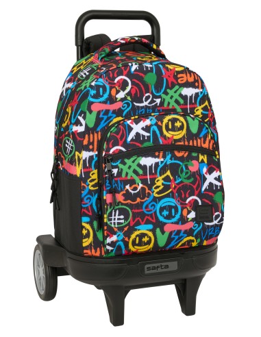 MOCHILA GDE. C/RUEDAS COMPACT EVOL. EXT. SAFTA GRAFFITI "COLORS"