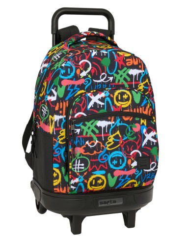 MOCHILA GDE. C/RUEDAS COMPACT EXTRAIBLE SAFTA GRAFFITI "COLORS"