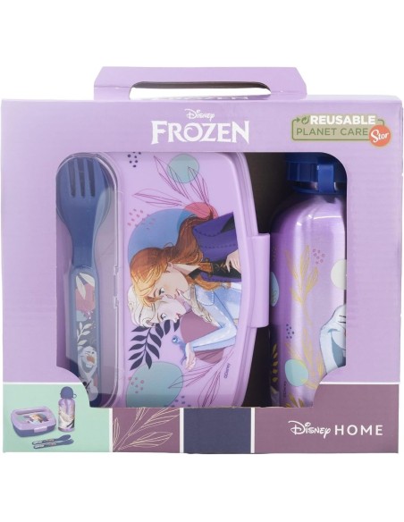 SET DE BOTELLA Y SANDWICHERA + CUBIERTOS FROZEN "COOL DAY...