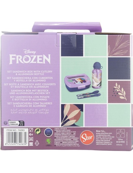 SET DE BOTELLA Y SANDWICHERA + CUBIERTOS FROZEN "COOL DAY...
