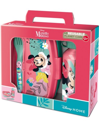 SET DE BOTELLA Y SANDWICHERA + CUBIERTOS MINNIE MOUSE "NA...