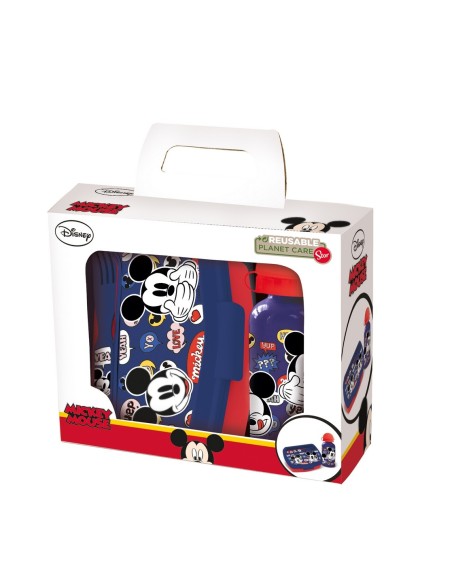 SET DE BOTELLA Y SANDWICHERA + CUBIERTOS MICKEY MOUSE "HA...