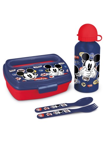 SET DE BOTELLA Y SANDWICHERA + CUBIERTOS MICKEY MOUSE "HA...
