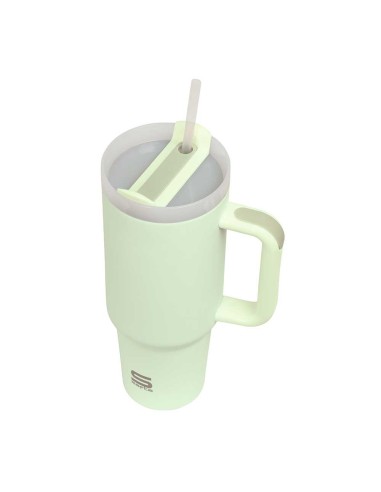 VASO TERMO 1200 ML CON PAJITA SAFTA "VERDE HOJA"