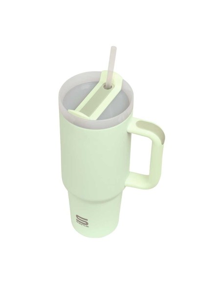 VASO TERMO 1200 ML CON PAJITA SAFTA "VERDE HOJA"