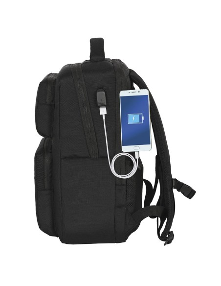 MOCHILA 2 BOLSILLOS PORTATIL 15,6''+USB REAL MADRID PREMI...