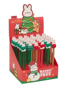 DISPLAY 36 BOLIGRAFOS OSITO ROJO FELICES FIESTAS Compleme...